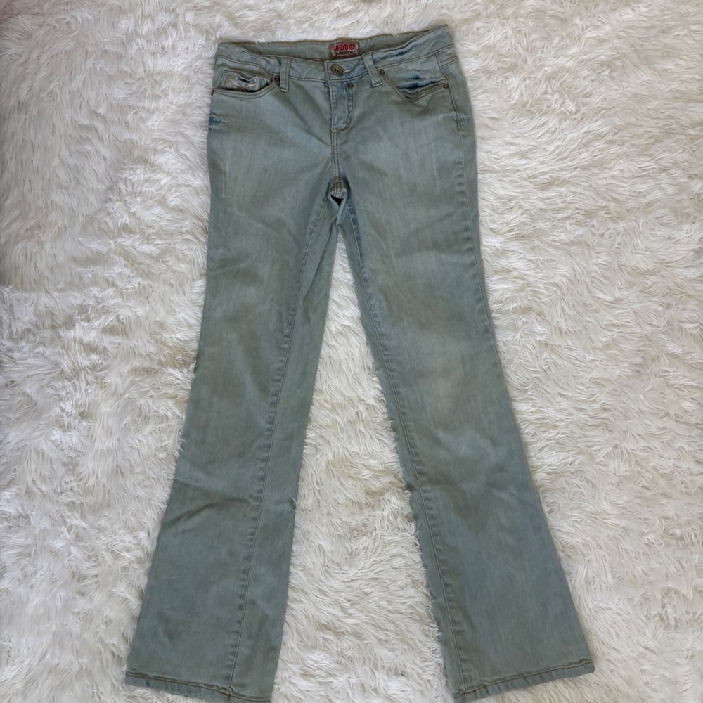 VTG No Boundaries Y2K Bootcut Jeans 7 Juniors Light Wash Embroidered Pockets